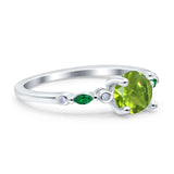 Vintage Style Round Bridal Wedding Engagement Ring Marquise Green Emerald Simulated Cubic Zirconia 925 Sterling Silver