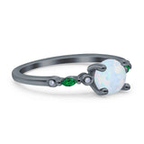 Vintage Style Round Bridal Wedding Engagement Ring Marquise Green Emerald Simulated Cubic Zirconia 925 Sterling Silver