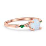 Vintage Style Round Bridal Wedding Engagement Ring Marquise Green Emerald Simulated Cubic Zirconia 925 Sterling Silver