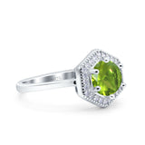Art Deco Hexagon Shape Wedding Bridal Ring Round Simulated Cubic Zirconia 925 Sterling Silver