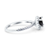 Halo Art Deco Engagement Wedding Bridal Ring Round Simulated Cubic Zirconia 925 Sterling Silver