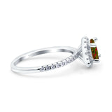Halo Art Deco Engagement Wedding Bridal Ring Round Simulated Cubic Zirconia 925 Sterling Silver