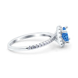 Halo Art Deco Engagement Wedding Bridal Ring Round Simulated Cubic Zirconia 925 Sterling Silver