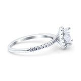 Halo Art Deco Engagement Wedding Bridal Ring Round Simulated Cubic Zirconia 925 Sterling Silver
