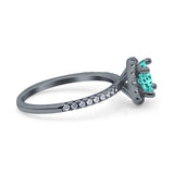 Halo Art Deco Engagement Wedding Bridal Ring Round Simulated Cubic Zirconia 925 Sterling Silver