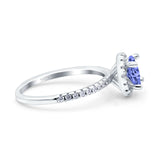 Halo Art Deco Engagement Wedding Bridal Ring Round Simulated Cubic Zirconia 925 Sterling Silver