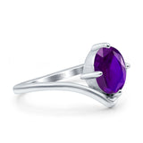 Simulated Cubic Zirconia V Art Deco Wedding Ring Oval 925 Sterling Silver