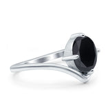 Simulated Cubic Zirconia V Art Deco Wedding Ring Oval 925 Sterling Silver