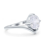 Simulated Cubic Zirconia V Art Deco Wedding Ring Oval 925 Sterling Silver