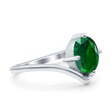 Simulated Cubic Zirconia V Art Deco Wedding Ring Oval 925 Sterling Silver