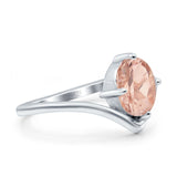 Simulated Cubic Zirconia V Art Deco Wedding Ring Oval 925 Sterling Silver