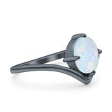 Simulated Cubic Zirconia V Art Deco Wedding Ring Oval 925 Sterling Silver