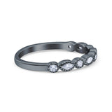 Half Eternity Band Marquise Round Simulated Cubic Zirconia 925 Sterling Silver (2.5mm)