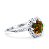 Art Deco Hexagon Wedding Bridal Ring Round Simulated Cubic Zirconia 925 Sterling Silver
