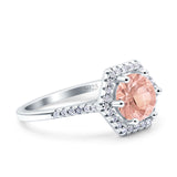 Art Deco Hexagon Wedding Bridal Ring Round Simulated Cubic Zirconia 925 Sterling Silver