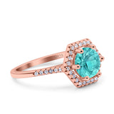 Art Deco Hexagon Wedding Bridal Ring Round Simulated Cubic Zirconia 925 Sterling Silver