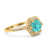 Art Deco Hexagon Wedding Bridal Ring Round Simulated Cubic Zirconia 925 Sterling Silver