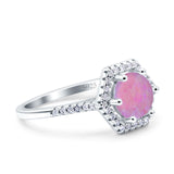 Art Deco Hexagon Wedding Bridal Ring Round Simulated Cubic Zirconia 925 Sterling Silver