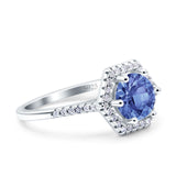 Art Deco Hexagon Wedding Bridal Ring Round Simulated Cubic Zirconia 925 Sterling Silver