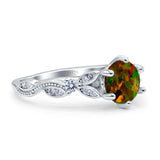 Vintage Style Round Bridal Wedding Engagement Ring Marquise Design Simulated Cubic Zirconia 925 Sterling Silver