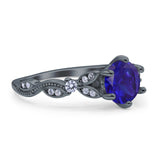 Vintage Style Round Bridal Wedding Engagement Ring Marquise Design Simulated Cubic Zirconia 925 Sterling Silver