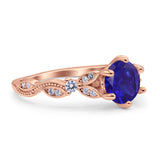 Vintage Style Round Bridal Wedding Engagement Ring Marquise Design Simulated Cubic Zirconia 925 Sterling Silver