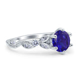 Vintage Style Round Bridal Wedding Engagement Ring Marquise Design Simulated Cubic Zirconia 925 Sterling Silver