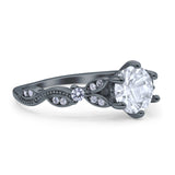 Vintage Style Round Bridal Wedding Engagement Ring Marquise Design Simulated Cubic Zirconia 925 Sterling Silver