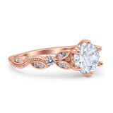 Vintage Style Round Bridal Wedding Engagement Ring Marquise Design Simulated Cubic Zirconia 925 Sterling Silver