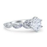 Vintage Style Round Bridal Wedding Engagement Ring Marquise Design Simulated Cubic Zirconia 925 Sterling Silver