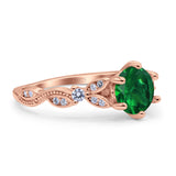 Vintage Style Round Bridal Wedding Engagement Ring Marquise Design Simulated Cubic Zirconia 925 Sterling Silver