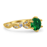 Vintage Style Round Bridal Wedding Engagement Ring Marquise Design Simulated Cubic Zirconia 925 Sterling Silver