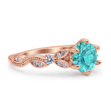 Vintage Style Round Bridal Wedding Engagement Ring Marquise Design Simulated Cubic Zirconia 925 Sterling Silver