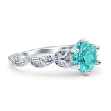 Vintage Style Round Bridal Wedding Engagement Ring Marquise Design Simulated Cubic Zirconia 925 Sterling Silver