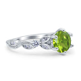 Vintage Style Round Bridal Wedding Engagement Ring Marquise Design Simulated Cubic Zirconia 925 Sterling Silver