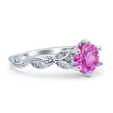 Vintage Style Round Bridal Wedding Engagement Ring Marquise Design Simulated Cubic Zirconia 925 Sterling Silver