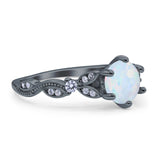 Vintage Style Round Bridal Wedding Engagement Ring Marquise Design Simulated Cubic Zirconia 925 Sterling Silver