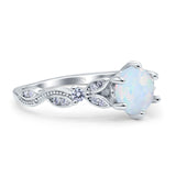 Vintage Style Round Bridal Wedding Engagement Ring Marquise Design Simulated Cubic Zirconia 925 Sterling Silver