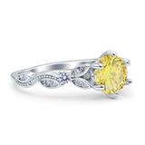 Vintage Style Round Bridal Wedding Engagement Ring Marquise Design Simulated Cubic Zirconia 925 Sterling Silver