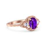 Art Deco Oval Vintage Style Bridal Wedding Engagement Ring Simulated Cubic Zirconia 925 Sterling Silver