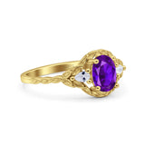 Art Deco Oval Vintage Style Bridal Wedding Engagement Ring Simulated Cubic Zirconia 925 Sterling Silver