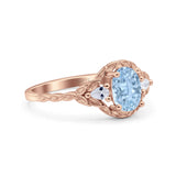 Art Deco Oval Vintage Style Bridal Wedding Engagement Ring Simulated Cubic Zirconia 925 Sterling Silver