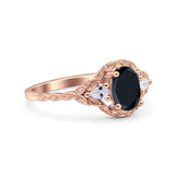 Art Deco Oval Vintage Style Bridal Wedding Engagement Ring Simulated Cubic Zirconia 925 Sterling Silver