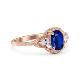 Art Deco Oval Vintage Style Bridal Wedding Engagement Ring Simulated Cubic Zirconia 925 Sterling Silver