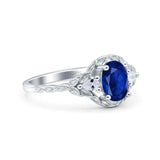 Art Deco Oval Vintage Style Bridal Wedding Engagement Ring Simulated Cubic Zirconia 925 Sterling Silver