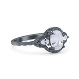 Art Deco Oval Vintage Style Bridal Wedding Engagement Ring Simulated Cubic Zirconia 925 Sterling Silver