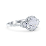 Art Deco Oval Vintage Style Bridal Wedding Engagement Ring Simulated Cubic Zirconia 925 Sterling Silver