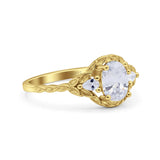 Art Deco Oval Vintage Style Bridal Wedding Engagement Ring Simulated Cubic Zirconia 925 Sterling Silver