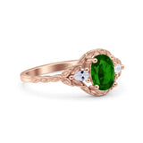 Art Deco Oval Vintage Style Bridal Wedding Engagement Ring Simulated Cubic Zirconia 925 Sterling Silver