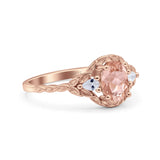 Art Deco Oval Vintage Style Bridal Wedding Engagement Ring Simulated Cubic Zirconia 925 Sterling Silver